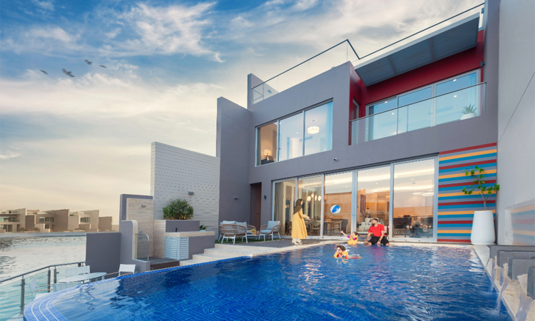 Modern seafront villa with a private swimming pool